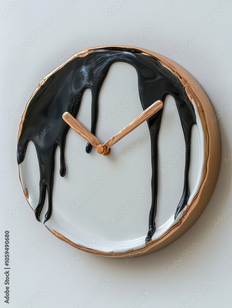 Fototapete this clock features melting hands draping over a smooth surface, artistically illustrating the conce