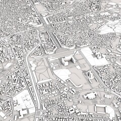 Bucharest City Romania Map, 3D Rendering