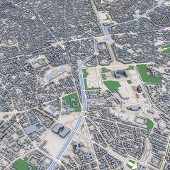Bucharest City Romania Map, 3D Rendering