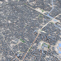 Bucharest City Romania Map, 3D Rendering