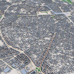 Bucharest City Romania Map, 3D Rendering