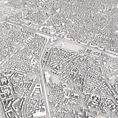 Bucharest City Romania Map, 3D Rendering