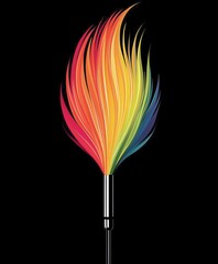 Obraz premium Colorful abstract design resembling a vibrant flame on a black background.