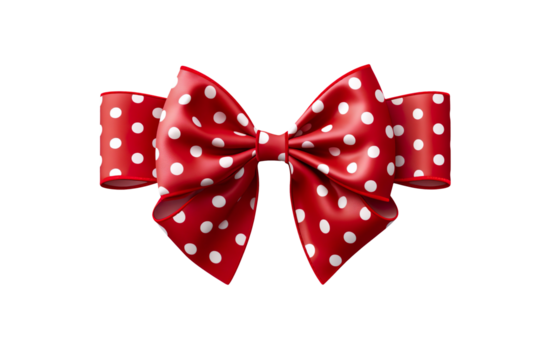red bow with white polka dots isolated on transparent background