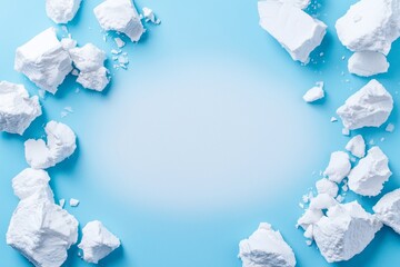 Fototapeta premium The light is reflected in icy frost crystal borders