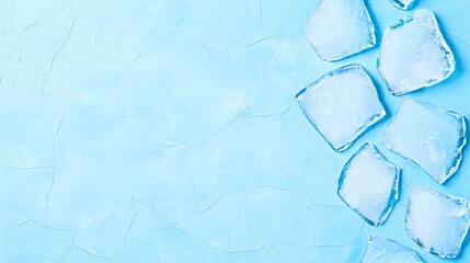 Obraz premium Winter natural blue ice texture of surface of frozen and abstract pattern of white cracks. Winter seasonal background, mockup, flat lay, ice texture.