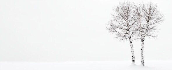 Fototapeta premium Park landscape with snowy birch trees in winter