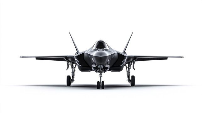 F 35 Lightning II Stealth Fighter Jet Front View on White Background