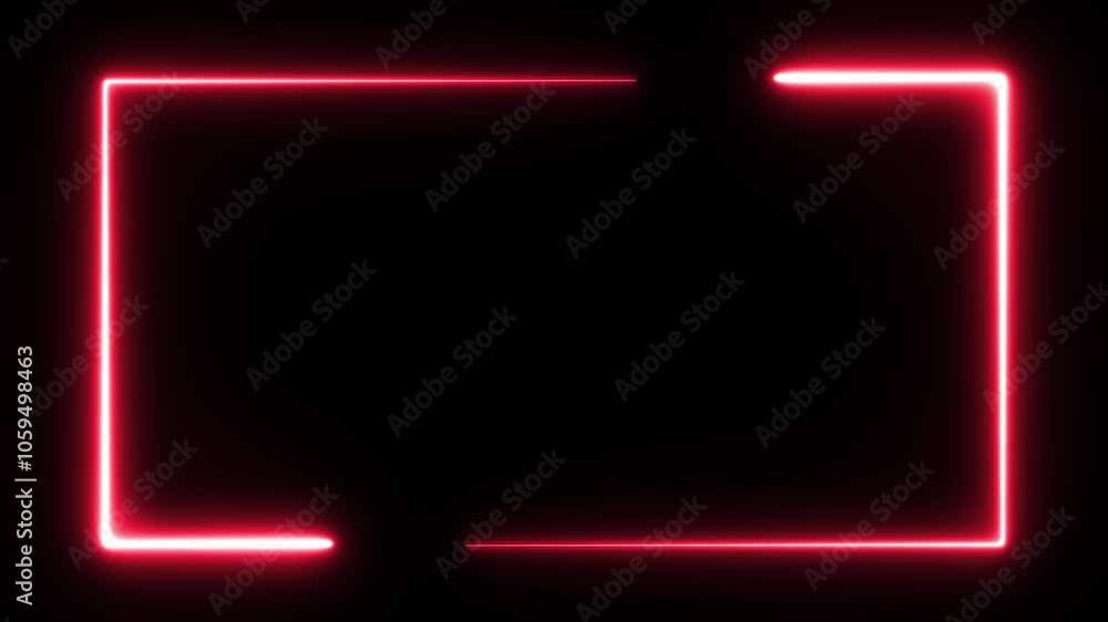 Aufkleber animated neon rectangle frame glowing in a futuristic digital background, neon rectangle loop, motio