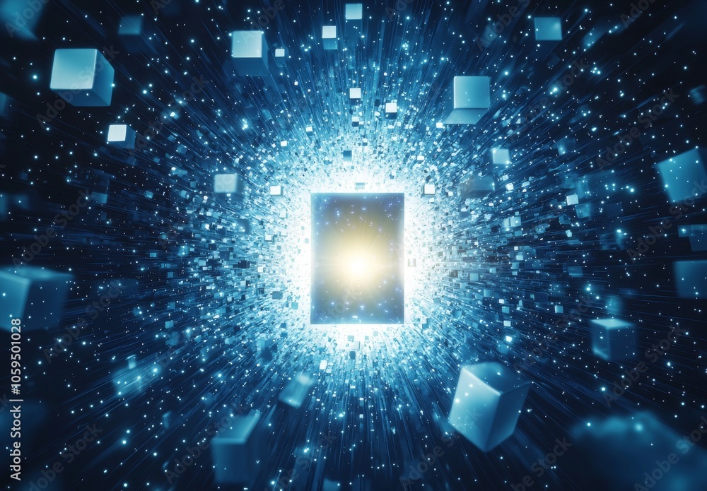 Poster a neon neon background in 3d, a glowing rectangular frame in cyber space, a fantastic scene in virtu