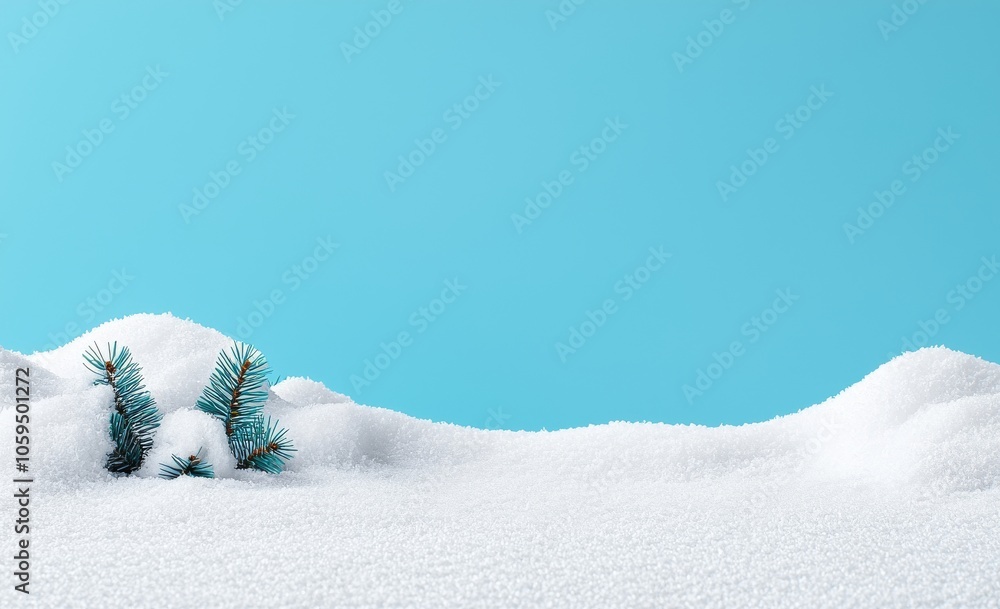 Poster snowdrift background with light and snowflakes on blue sky, beautiful bokeh patterns, copy space.