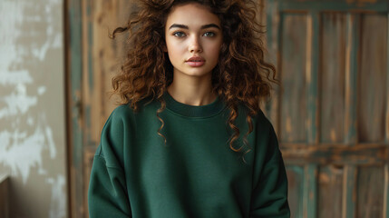 Fototapeta premium Forest Green Sweatshirt Mockup