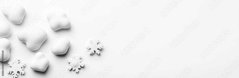 Poster various shapes and sizes of snowflakes falling down. efect falling snow. realistic snow overlay back
