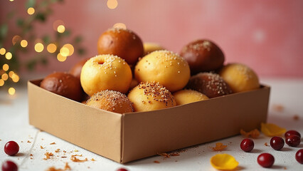 Box containing Indian sweets available for celebration and festive messages with space for customization.