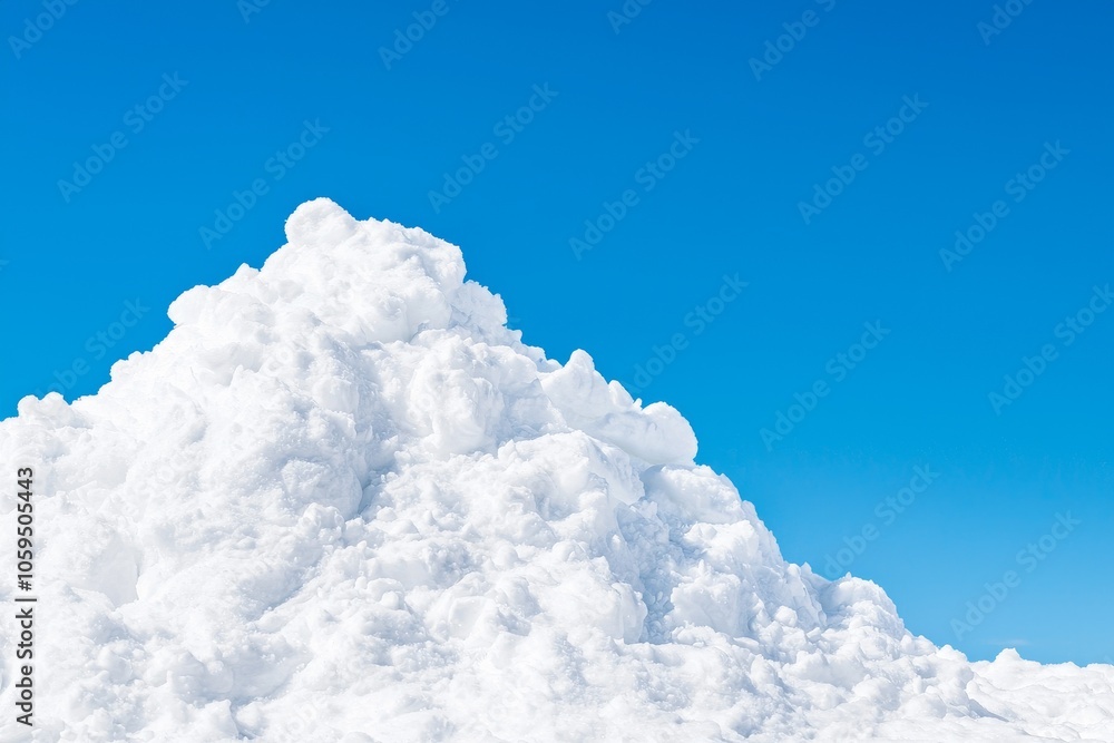 Poster copy space with falling snow texture on blue background with pile of snow