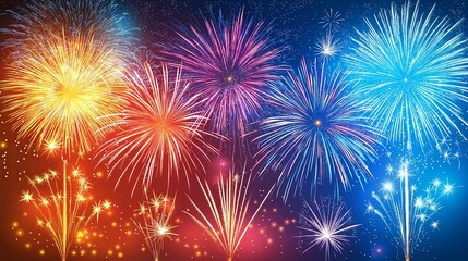 Fototapeta premium Colorful fireworks exploding in the night sky