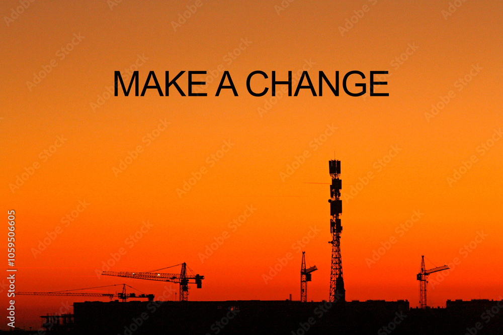 Poster make a change motivational quote is shown using the text