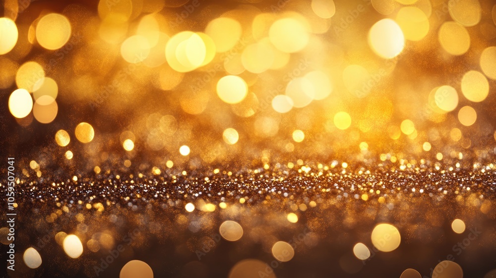 Poster gold glitter background featuring a textured design with bokeh effects and shimmering lights showcas