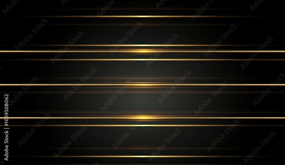 Poster black background with golden horizontal lines, thin and elegant lines, gradient from top to bottom, 