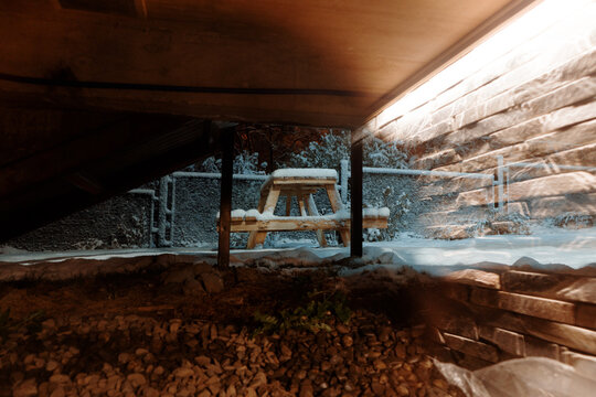 View Of A Table With Snow