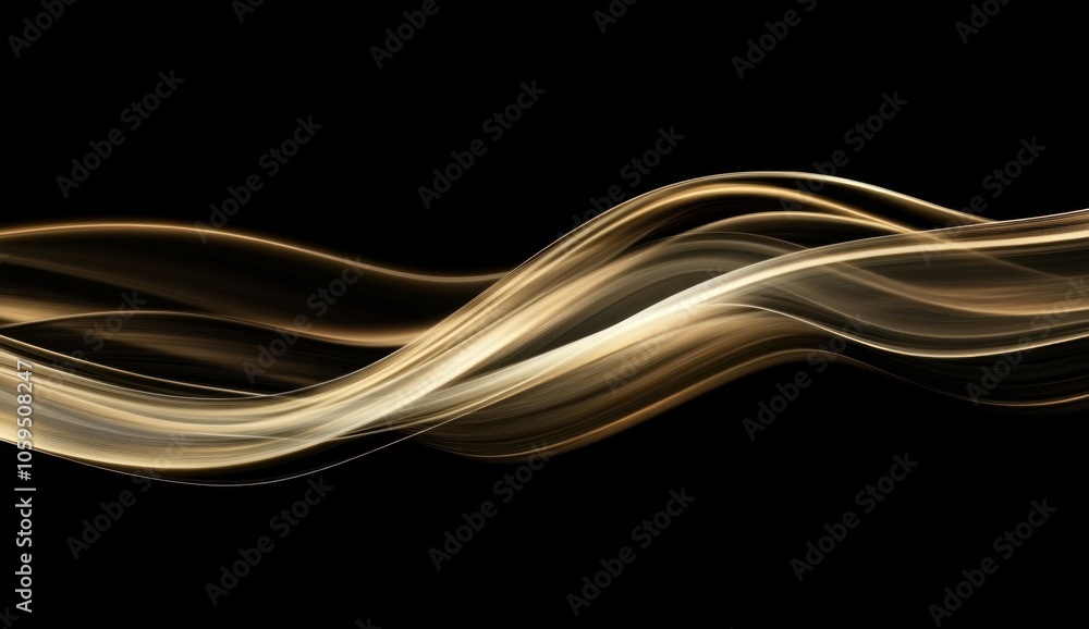 Poster light golden speed lines on a black background, in a minimalist style with simple lines, a gradient 