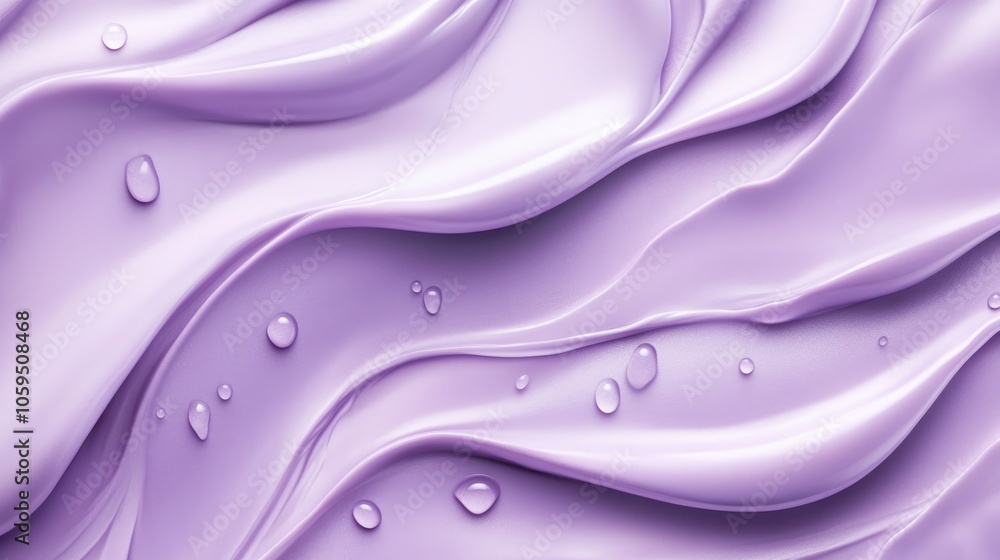 Poster Graceful lavender waves undulate displaying a smooth texture with delicate droplets perfect for creating a tranquil atmosphere