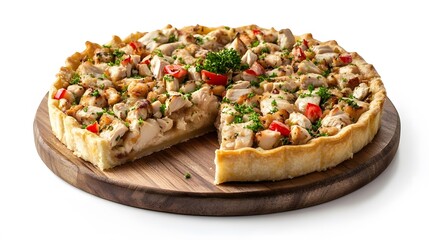 Food, Brazilian Chicken Pie, White Background, Photo Realistic, Abstract Image, Texture, Pattern Background, Wallpaper, Cover and Screen of Smartphone, PC, Laptop, 9:16 and 16:9 Format