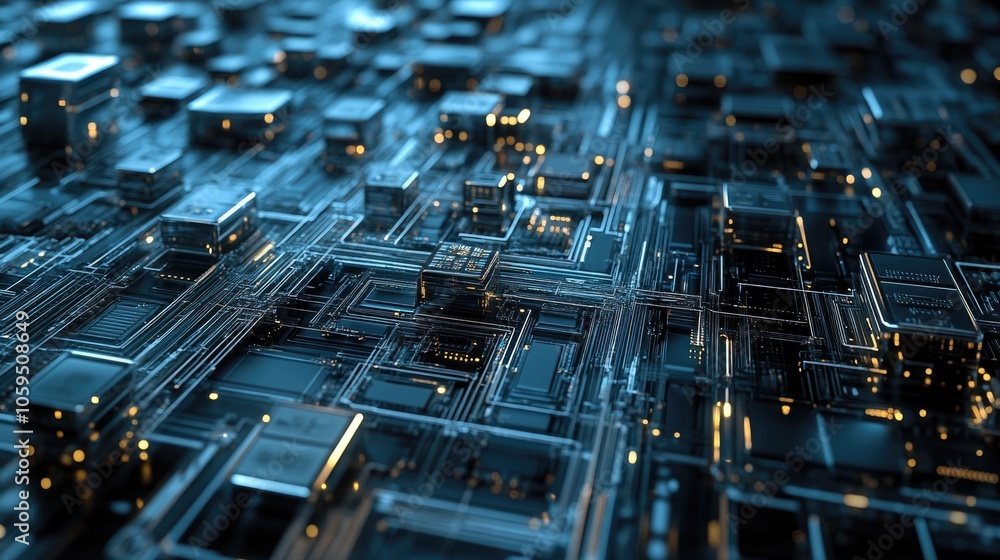 Aufkleber Futuristic quantum computer circuit in high resolution