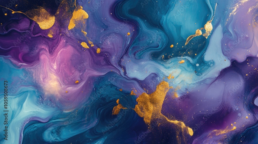 Poster fluid art banner featuring an abstract paint mixture liquid acrylic design with flowing splashing ef