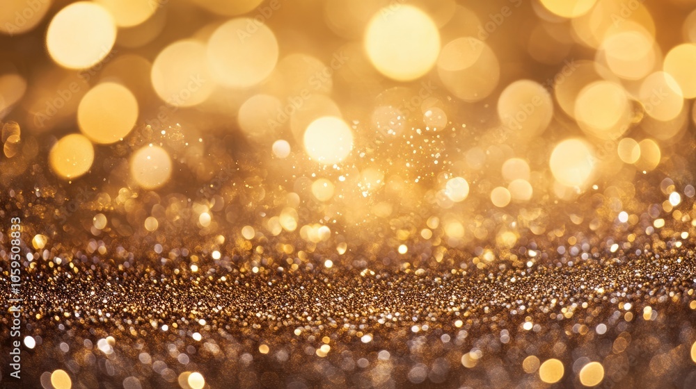 Poster gold glitter background featuring a textured design with bokeh effects and shimmering lights showcas