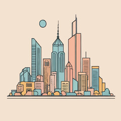 Obraz premium cityscape skyline cartoon vector