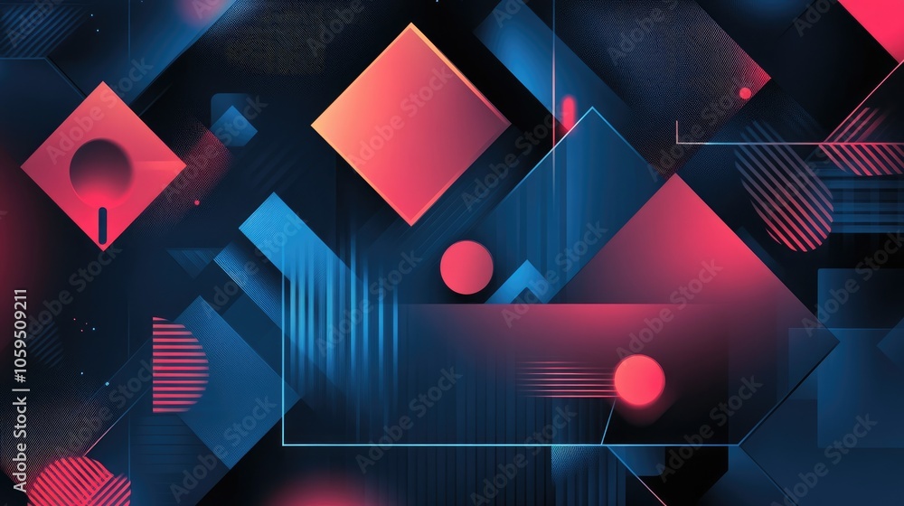 Poster Modern geometric design symbolizing edge computing in cool hues