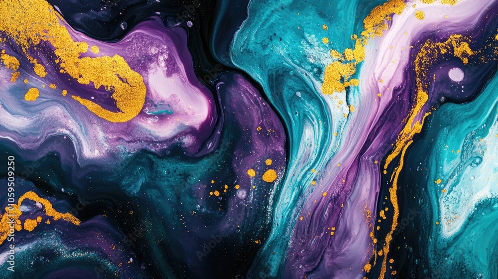 Poster fluid art banner featuring an abstract paint mixture liquid acrylic design with flowing splashing ef