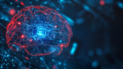 Obraz premium A human brain with glowing neural connections, a conceptual background.