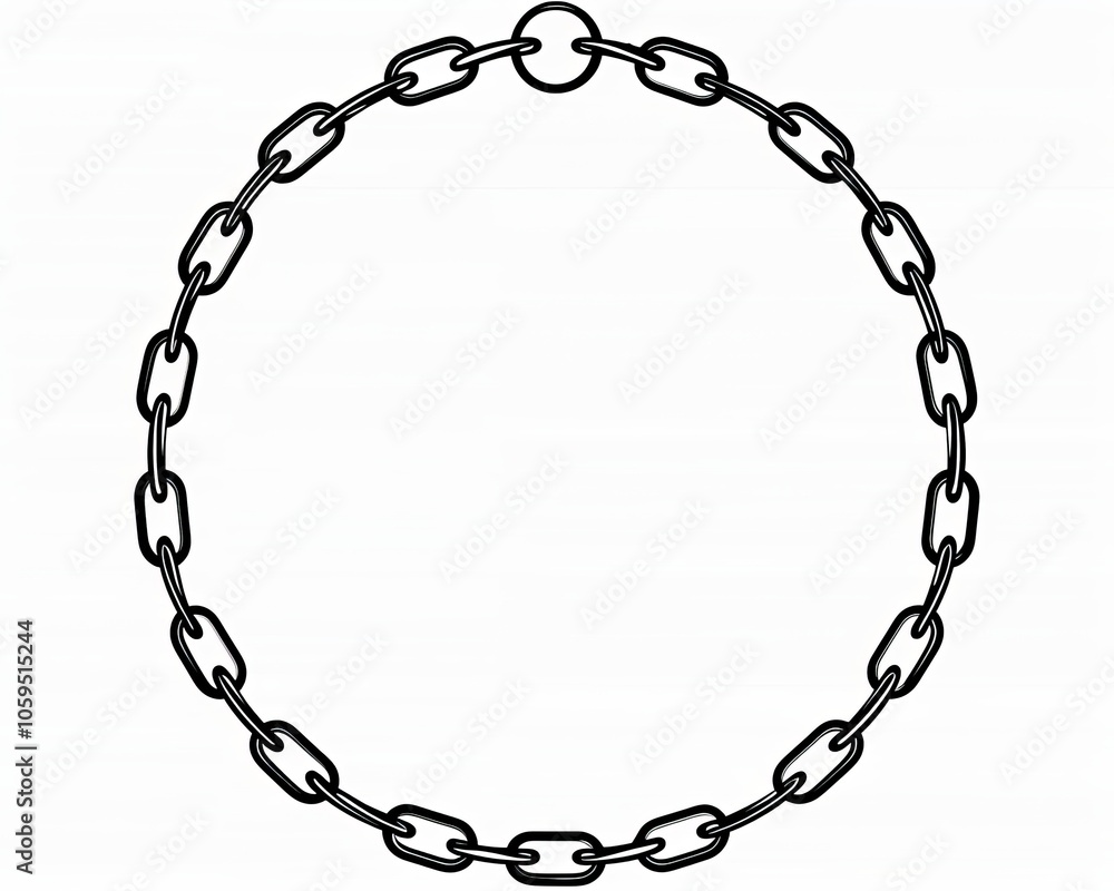 Poster circle border chains silhouette black and white isolated on a background. chainlet design element wi