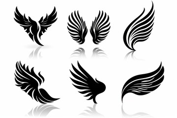 Obraz premium White Wings collection. Illustrations and outline icons.