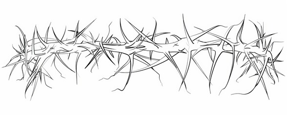 Obraz premium Jesus Christ Crown of Thorns Side View Ink Vector. Crown Is Crafted In Israel As Reminder Of Christ's Sufferings To Put Away Sin. Engraving Template Designed In Retro Style Monochrome Illustration.