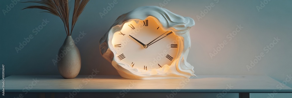 Fototapete this artwork features a clock with melting hands, emphasizing the transient nature of time against a