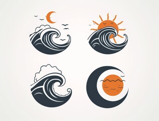 Obraz premium Summer time vacation or surfing minimalistic thin line icon isolated on white background. Modern illustration.