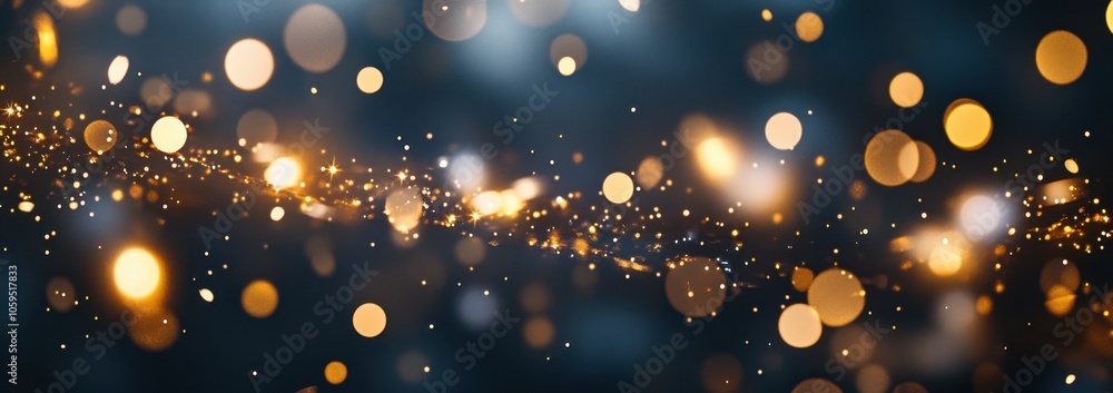 Aufkleber a grainy, blurred background of sparkling gold and silver lights on a black canvas a soft glow effec