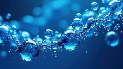 Serum or water drops connection. Texture of organic oil bubbles on bright background. Concept of skin moisturizing. Oil and water bubbles macro photography.