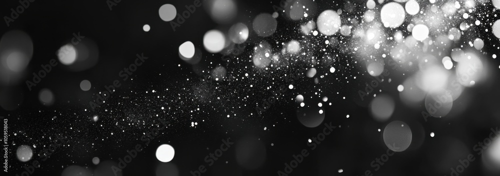 Aufkleber a grainy black background with scattered white bokeh lights, creating an ethereal and dreamlike atmo