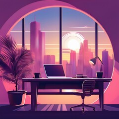 Synth Pink Office Space
