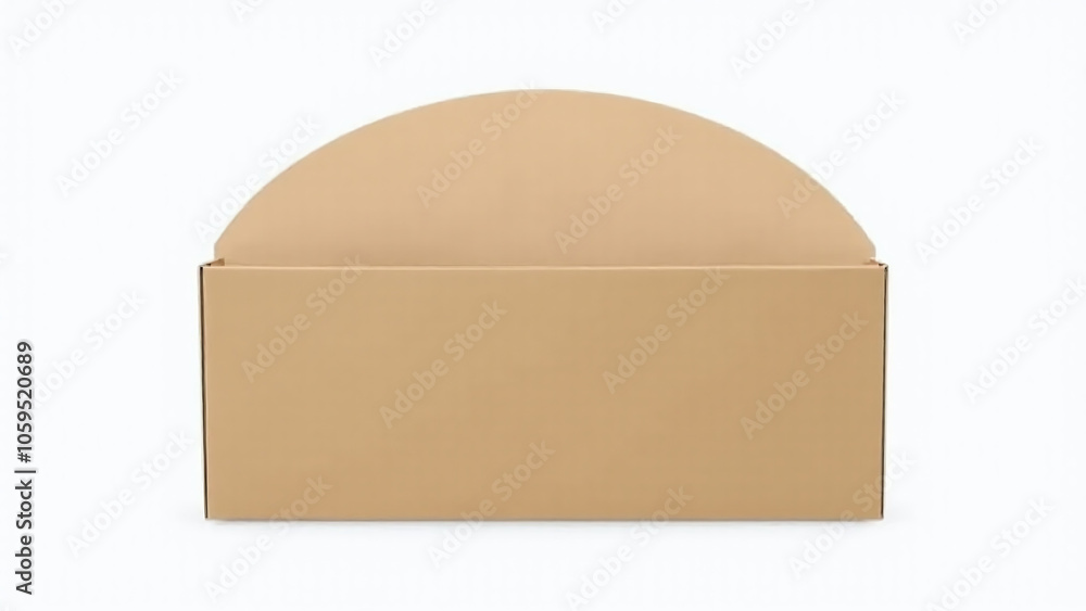 Poster isolated empty semicircular kraft paper pack sits on a clean white background.