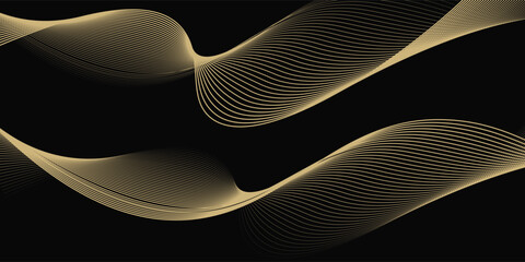 Sparkling luxury gold waves background on black background. Premium design for wallpaper