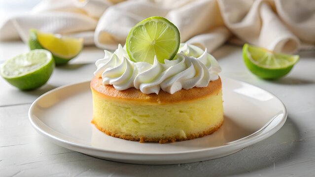 A laim cheesecake on a white plate
