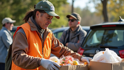 nating food to those in need in parks supports local communities providing essential services to the homeless and underprivileged families daily.