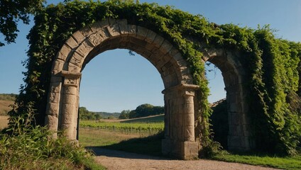 Obraz premium antique arch overgrown with grass