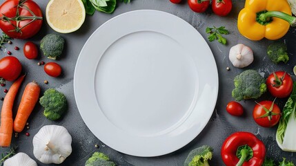 Colorful Vegetarian Dish on an Empty Plate Ready for Serving