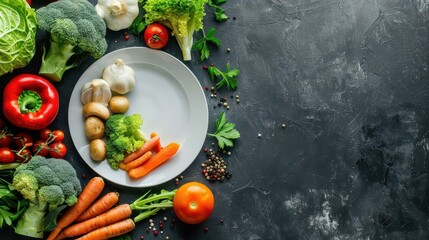 Empty Plate with Vegetarian Food Ready for Serving in a Restaurant